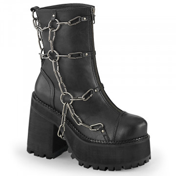 Demonia Cult ASSAULT-66 Blk Vegan Leather
