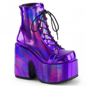 Demonia Cult CAMEL-203 Purple Hologram Vegan Leather