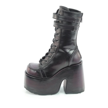 Demonia Cult CAMEL-250 Blk-Burgundy Rub-Off Vegan Leather - Img 3