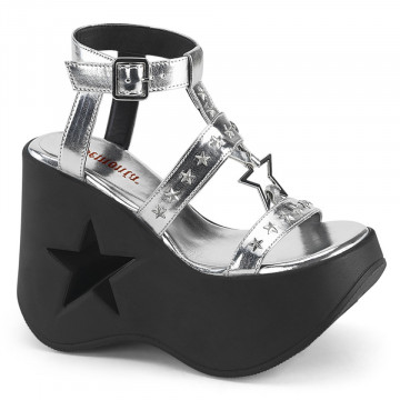 Demonia Cult DYNAMITE-12 Silver Metallic Vegan Leather