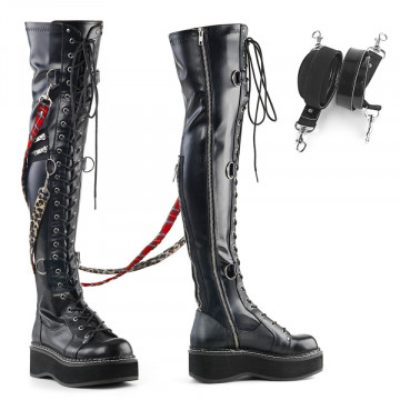 Demonia Cult EMILY-377 Blk Str Vegan Leather