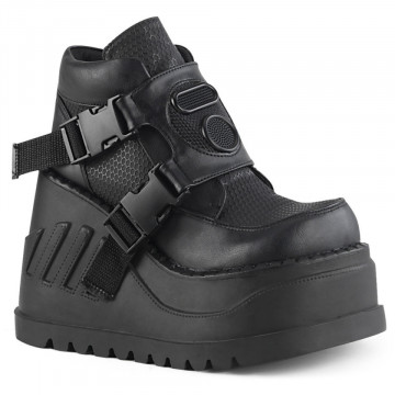 Demonia Cult STOMP-15 Blk Vegan Leather