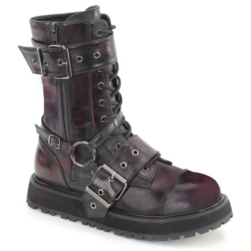 Demonia Cult VALOR-220 Blk-Burgundy Rub-Off Vegan Leather