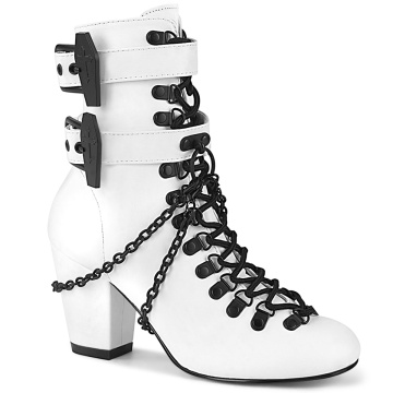 Demonia Cult VIVIKA-128 Wht Vegan Leather