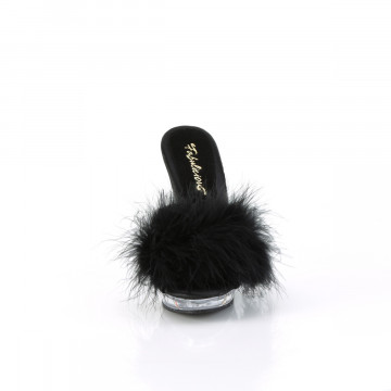 Fabulicious LIP-101-8 Blk Satin-Fur/Clr