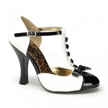 Pin Up Couture SMITTEN-10 Wht-Blk Pat