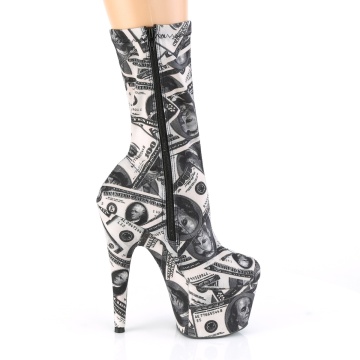 Pleaser ADORE-1002DP Wht-Blk Str. Fabric /Wht-Blk Fabric