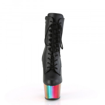 Pleaser ADORE-1020RC Blk Faux Leather/Rainbow Chrome