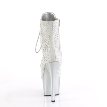 Pleaser ADORE-1020RM Silver Faux Sude-RS Mesh/Slv Matte
