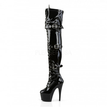 Pleaser ADORE-3028 Blk Str Pat/Blk
