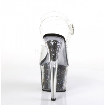 Pleaser ADORE-708CG Clr/Blk Confetti Glitter