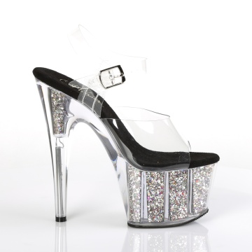 Pleaser ADORE-708CG Clr/Slv Confetti Glitter