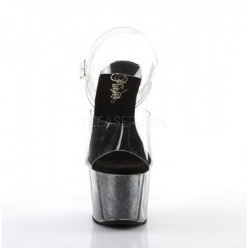 Pleaser ADORE-708G Clr/Blk Glitter Inserts