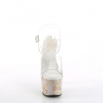 Pleaser ADORE-708MB Clr/Blush-Gold Marble