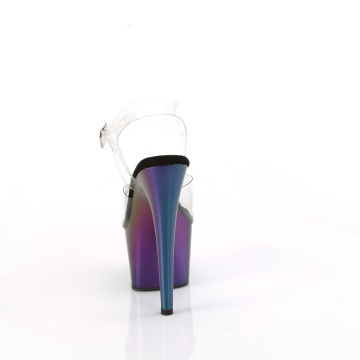 Pleaser ADORE-708MCH Clr/Purple-Green Matte Chrome