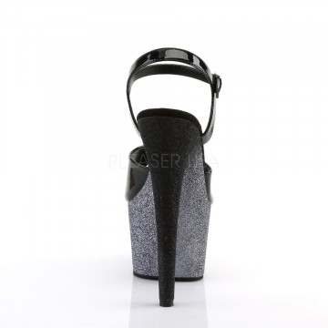 Pleaser ADORE-709OMBRE Blk Pat/Slv-Blk Ombre