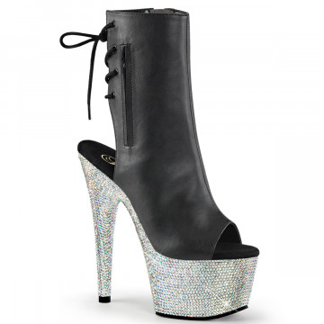 Pleaser BEJEWELED-1018DM-7 Blk Faux Leather/Slv Multi RS