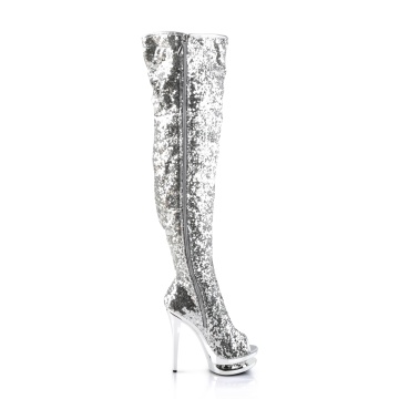 Pleaser BLONDIE-R-3011 Slv Sequins/Slv Chrome