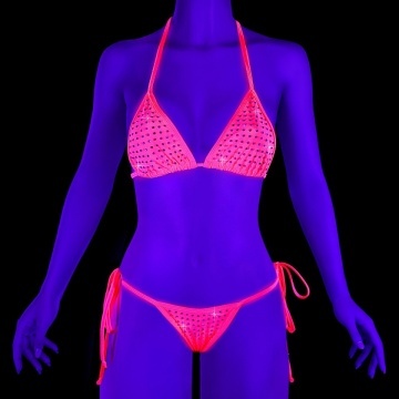 costume 2 pezzi pole dance ed exotic dance Pleaser Dancewear CANDY-01RS Neon