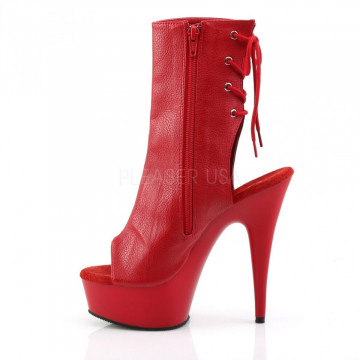 Pleaser DELIGHT-1018 Red Faux Leather/Red