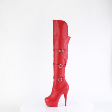 Pleaser DELIGHT-3018 Red Str. Faux Leather/Red Matte