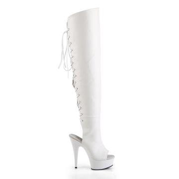 Pleaser DELIGHT-3019 Wht Faux Leather/Wht