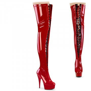 Pleaser DELIGHT-3027 Red-Blk Str. Pat/Red