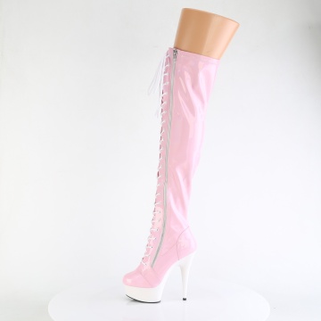 Pleaser DELIGHT-3029 B. Pink Str Hologram Pat/Wht Matte - Img 3