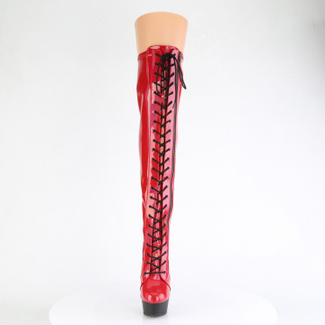 Pleaser DELIGHT-3029 Red Str Hologram Pat/Blk Matte