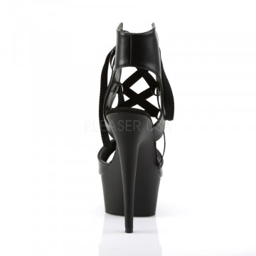 Pleaser DELIGHT-600-14 Blk Faux Leather/ Blk