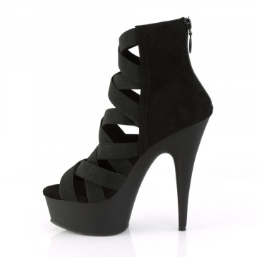 Pleaser DELIGHT-600-24 Blk Elastic Band-Faux Suede/Blk Matte