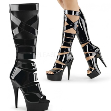 Pleaser DELIGHT-600-49 Blk Str Pat/Blk 40eu 10us