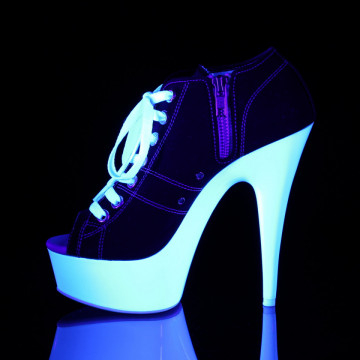 Pleaser DELIGHT-600SK-01 Blk Canvas/Neon White