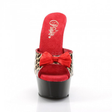 Pleaser DELIGHT-601-6 Tan Leopard Print Faux Leather/Blk