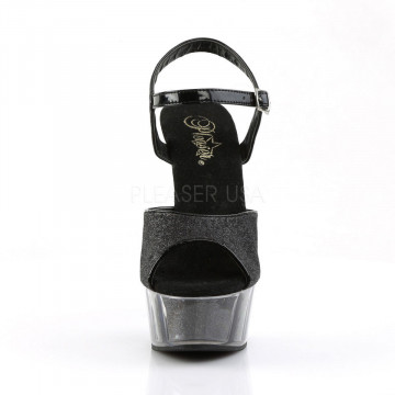 6" Heel, 1 3/4" Glitter-filled PF Ankle Strap Sandal
