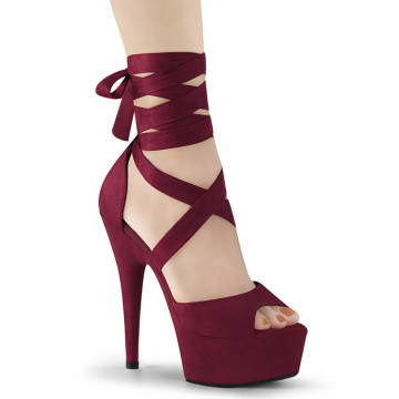 Pleaser DELIGHT-679 Burgundy Faux Suede/Burgundy Faux Suede