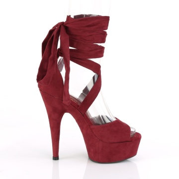 Pleaser DELIGHT-679 Burgundy Faux Suede/Burgundy Faux Suede