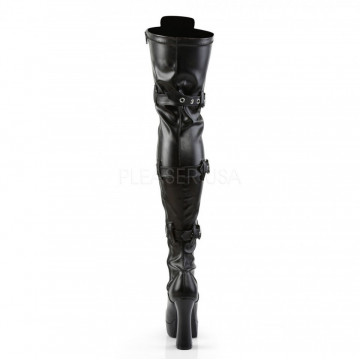 Pleaser ELECTRA-3028 Blk Str Faux Leather