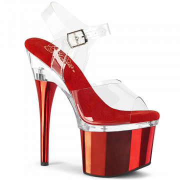 Pleaser ESTEEM-708 Clr/Clr-Red Chrome
