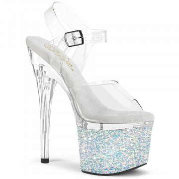 Pleaser ESTEEM-708LG Clr/Clr-Wht Multi Glitter