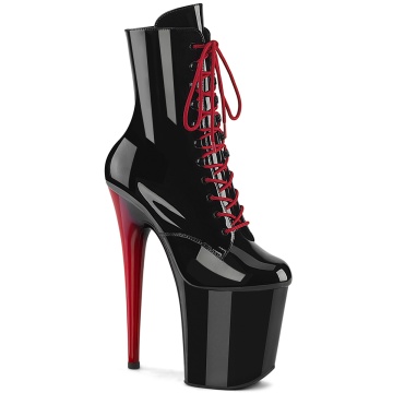 Pleaser FLAMINGO-1020 Blk Pat/Blk-Red