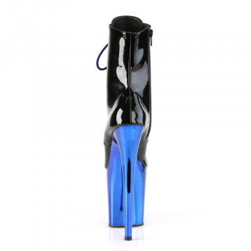 Pleaser FLAMINGO-1020 Blk Pat/Royal Blue Chrome