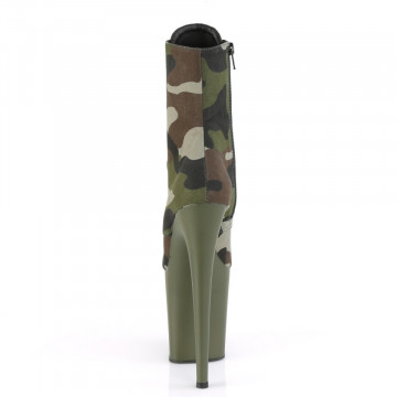 Pleaser FLAMINGO-1020CAMO Green Camo Fabric/Dark Olive Matte