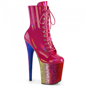 Pleaser FLAMINGO-1020HG H. Pink Holo Pat/Rainbow Glitter