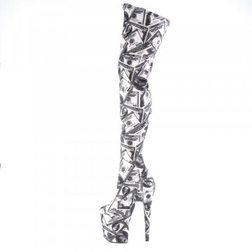 Pleaser FLAMINGO-3000DP Wht-Blk Str. Fabric/Wht-Blk Fabric