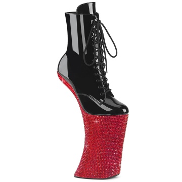 Pleaser FORBIDDEN-1020BEJ Blk Pat/Red RS