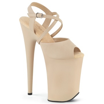 Pleaser INFINITY-924 Beige Faux Leather/Beige Matte