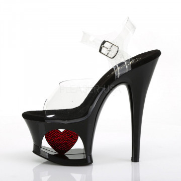 Pleaser MOON-708HRS Clr/Blk-Red