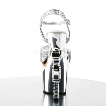 Pleaser REVOLVER-709G Slv Multi Gltr/Slv Chrome
