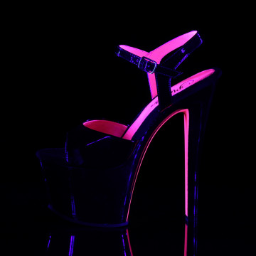 Pleaser SKY-309TT Blk Pat/Blk-Neon H. Pink